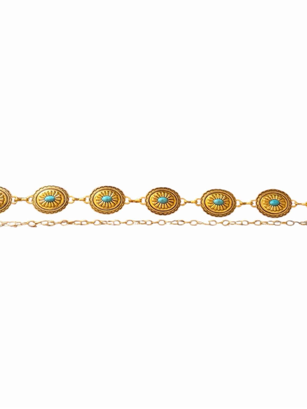 Gold-Tone Belt with Turquoise Accent Medallions